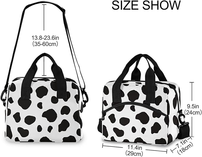 Milk Cow Dot Skin Insulated Lunch Bag Reusable Lunch Tote Bag Cooler Bag for Women Men Adult Lunch Box with Adjustable Shoulder Strap Leakproof Lunch Bag for Work School Picnic Camping