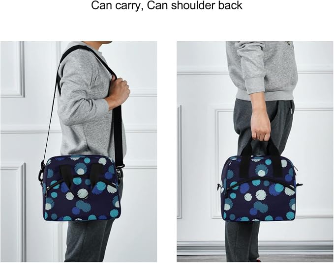 Polka Dot Insulated Lunch Bag Reusable Lunch Tote Bag Cooler Bag for Women Men Adult Lunch Box with Adjustable Shoulder Strap Leakproof Lunch Bag for Work School Picnic Camping