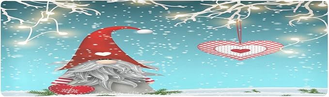 ALAZA Christmas Traditional Gnome Tomte with Red Heart Trivet Table Runner 40 Inches Long Trivet for Hot Pots and Pans/Hot Dishes,Table Protector Heat Up to 230F, Decorative Hot Plates