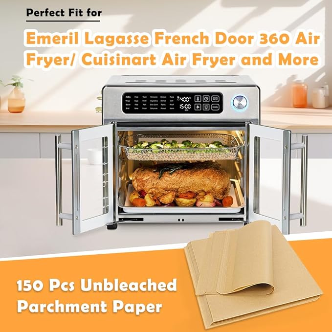YQL 10x12 Inch 150PCS Disposable Air Fryer Liners and Air Fryer Basket Replacement for Emeril Lagasse 26 QT