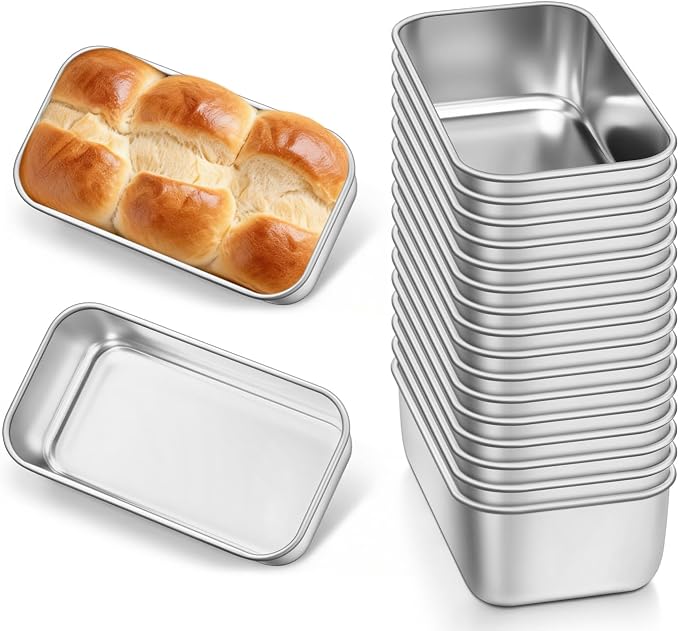 Leonyo 6.3x3.5IN Stainless Steel Mini Loaf Pans for Baking Bread, 18 Pack | Non-Toxic Small Mini Bread Loaf Pans Tins for Homemade Smaller Loaves Meatloaf Banana Brownies, Dishwasher Oven Safe