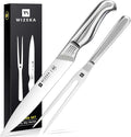 WIZEKA 8-inch Turkey Carving Knife Set 2 PCS,Stainless Steel Carving Knife and Fork Set,Extremely Sharp and Pointed Carving Sets for Meat with Gift Box