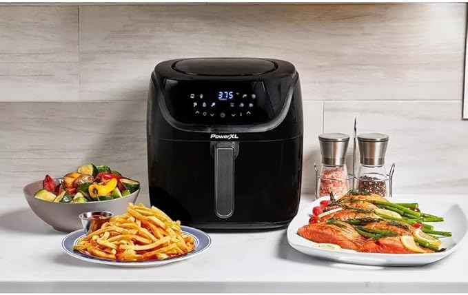 CrispPro Max Air Fryer 8QT Dual Basket – Digital Touchscreen, 10 Presets, Oil-Free Cooking, Easy Clean, Family Size Fryer – Black