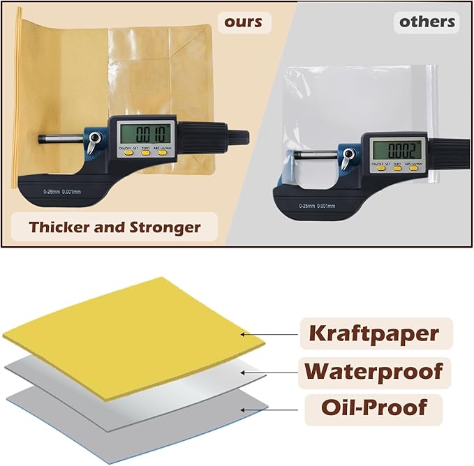 Heavy Duty Large Paper Bread Bags with Tin Tie Tab Lock 200pcs, Loaf Bag with Clear Front Window, Storage Packaging Treat Bag for Bakery Cafe Homemade Bread 10.6” × 4.3” × 8.7”