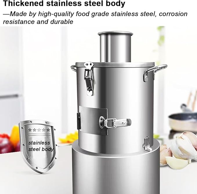 INTBUYING 110V Portable Whole Dry Garlic Peeling Machine 200W Thickened Stainless Steel Electric Garlic Peeler Automatic Powerful Garlic Separator for Home and Commercial Use