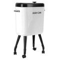 Tall Trash Can with Wheels, 15L Large Capacity Narrow Garbage Can with Elevated Legs, Trash Bin for Kitchen Bathroom Living Room Office (Cream White)