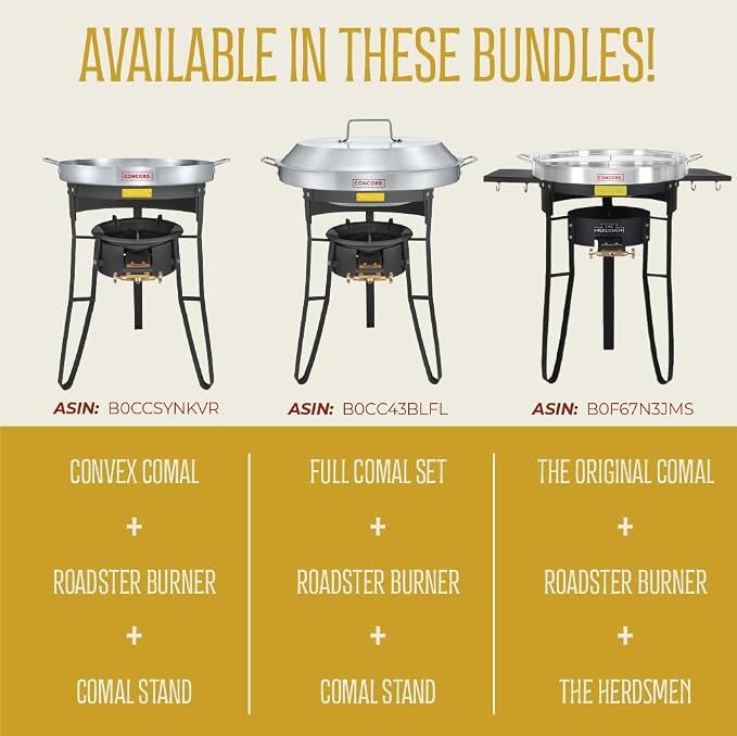 CONCORD Stainless Steel 3 Piece 22" Comal Cookware Set. Comales Discada Set