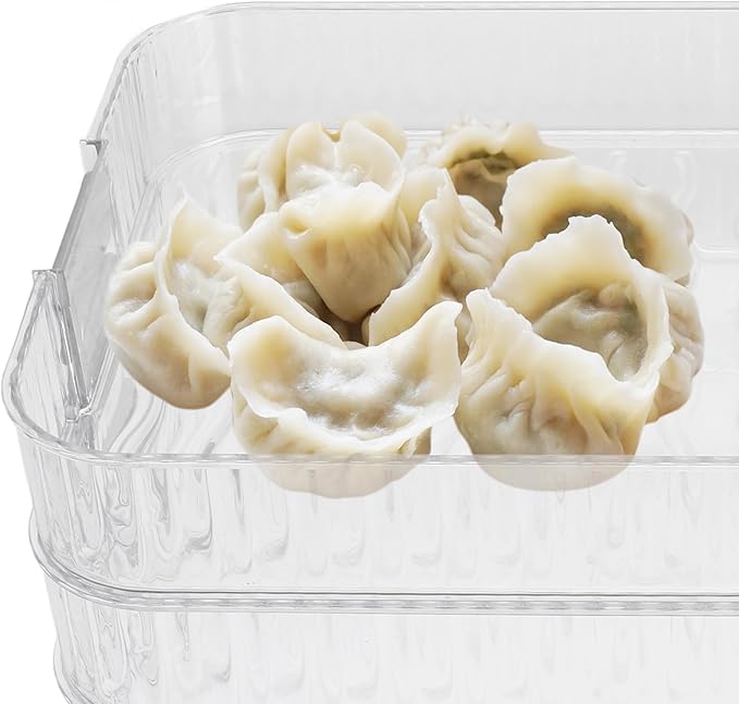 KALLORY Triple-layer Food Storage Container for Refrigerator, Stackable Lunch and Snack Boxes with Lid, Plastic, Detachable Design, Suitable for Meal Prep and Bacon Storage