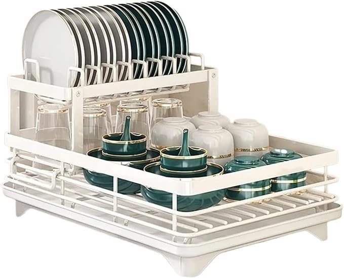 Compatible For Dish Drying Rack Adjustable Kitchen Plates With Drainboard Over Sink Countertop Cutlery Storage Holde