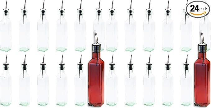 Tablecraft Products 9085 8.5 oz O&V Bottles w/S/S Pourer (Pack of 24),Green