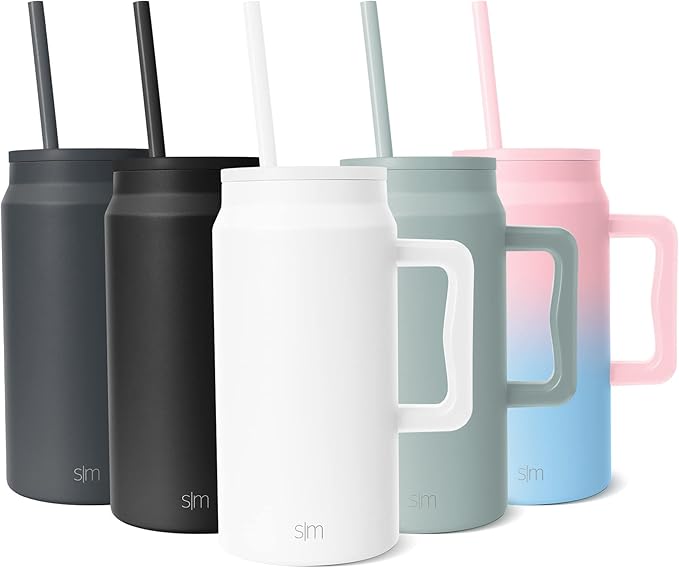 Simple Modern 50 oz Mug Tumbler with Handle and Straw Lid| Trek Collection & Tumbler with Handle and Straw Lid | Insulated Reusable Stainless Steel Water Bottle Travel Mug Iced Coffee Cup | 40oz