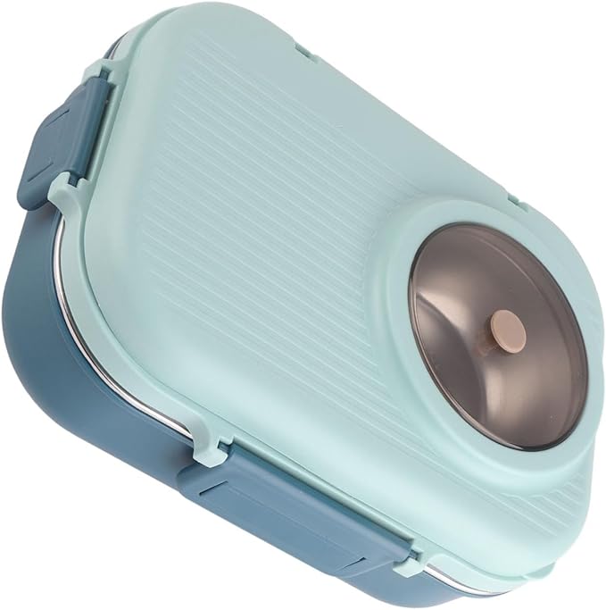 Thermal Lu Box For Hot Food Thermal Tazon,Lu Box Lu Box Thermal Lu Box 1100Ml Double Layer 3 Grid Design 304 Stainl Steel Box With Chopsticks Spoon Soup Bowl G (Blue)