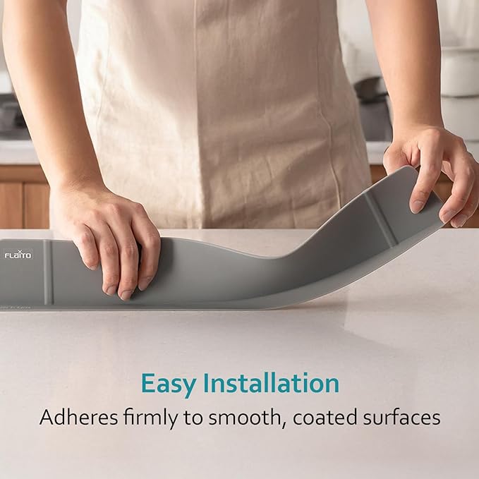 carrotez 2 Pack Silicone Kitchen Sink Splash Guard for Faucet — Silicone Water Splash Guard Mat, Quick Suction Setup, Gray(20.5 x 1.8 x 2.75")