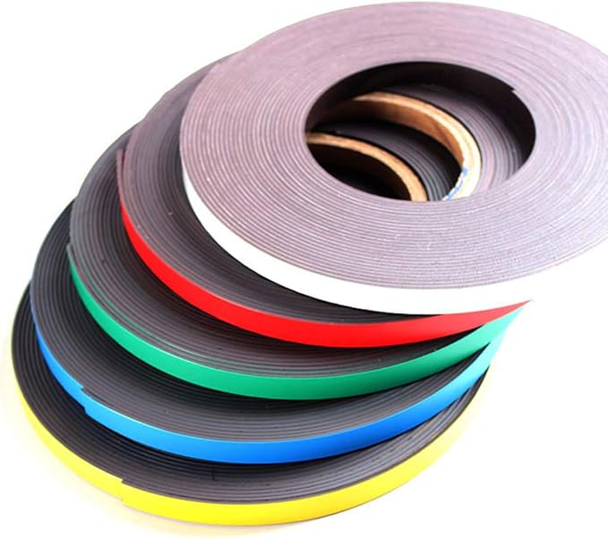 Magnetic Tape Roll Colored Thin Strips - Dry Erase Magnet Whiteboard Graphic Art Tape/ 10mm 33ft Marking Line Magnet Tape(6 Pack Mix Color)