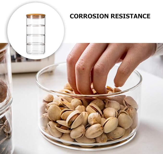 4Pcs Stackable Food Storage Jar with Lid Insect High Borosilicate Glass for Meal Prep and Fresh Bowls Versatile Kitchen Container for Snacks Fruits and More