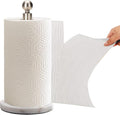 Paper Towel Holder Countertop, Standing Paper Towel Roll Holder for Kitchen Bathroom, with Weighted Base for One-Handed Operation (Marble Base, Brushed Nickel)