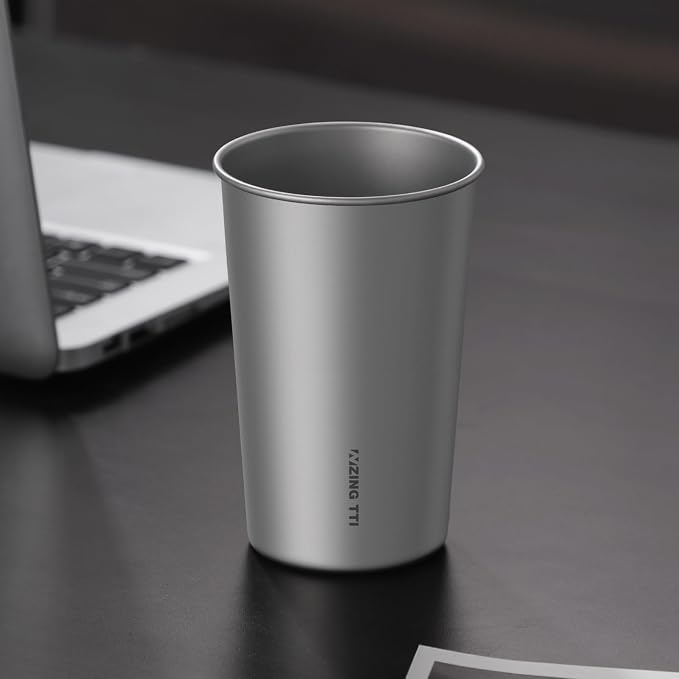 ZING TII Pure Titanium Pint cups,Healthy Unbreakable and Stackable,Metal Drinking Cups for Bar, Home, Restaurant，350ML/12oz