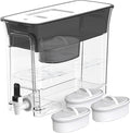Waterdrop 35-Cup Slim Water Filter Dispenser, Large Capacity Water Filter Pitcher, 200-Gallon Long-Life, 5X Lifetime, Reduces Chlorine, PFOA/PFOS and More, BPA Free, Black (with 3 Filters)