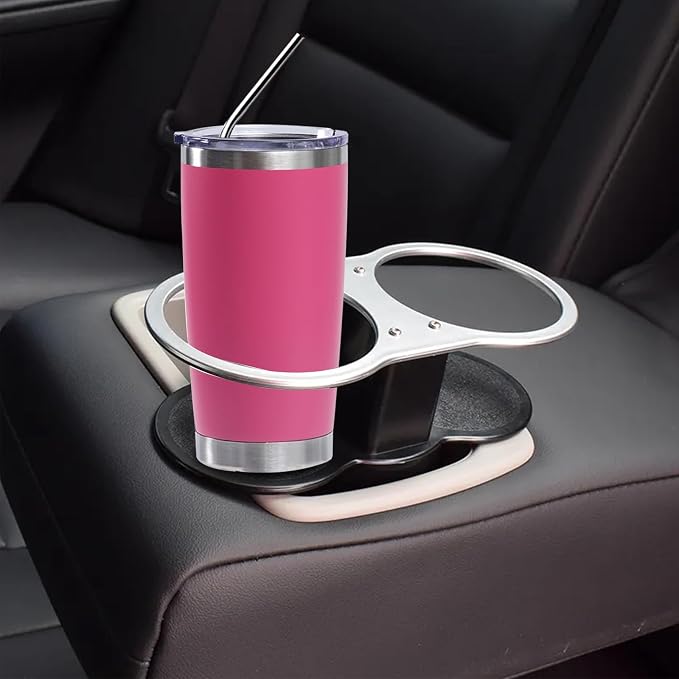 20oz insulted tumblers stainless steel cup Tumbler Bulk with push Lid, and metal straw powder coated coffee cup for cold and hot drinking (48, magenta)