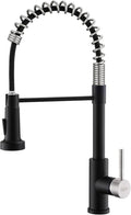 GIMILI Kitchen Faucet with Pull Down Sprayer Single Hole Stainless Steel Sink Faucet, Suitable for Farmhouses, RV, Laundry Room, Outdoor, and Campers. Llave para fregadero de cocina Black and Nickel