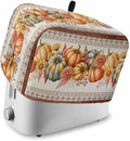 Orange Pumpkins Fall Toaster Cover 2 Slice, Thanksgiving Southwestern Floral Dustproof Bakeware Oven Protector with Top Hook, Autumn Waterproof Small Kitchen Appliance Toasters Dust Cover, 12"x7.5"x8"