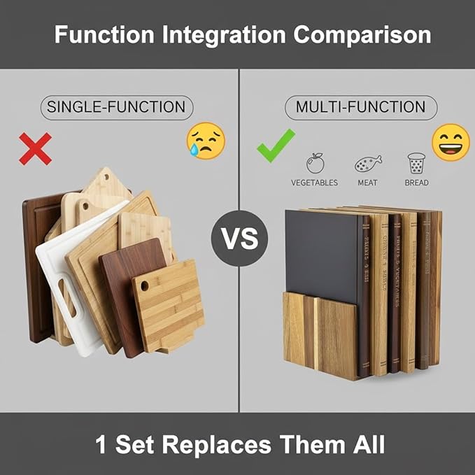 Cutting Boards for Kitchen Counter Decor, Cutting Board Set that Look Like Books, Wooden Book Shaped Chopping Boards Set with Stand, Cheese Bread Meat Vegetable Prep for Book Lovers