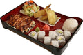 JapanBargain Traditional Japanese Bento Box 6-Compartment Lacquered Lunch Plate, Plastic Obento Tray for Restaurant or Home Use, 14"x9.25", Red and Black, Made in Japan