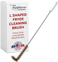 Deep Fryer Cleaning Brush – L-Shaped High-Temp Commercial Kitchen Tool - Heavy Duty Brass Bristles - Heat Resistant to 750F for Food Debris - Deep Fryer Cleaner - Made in USA by FryOilSaver Co. B53C