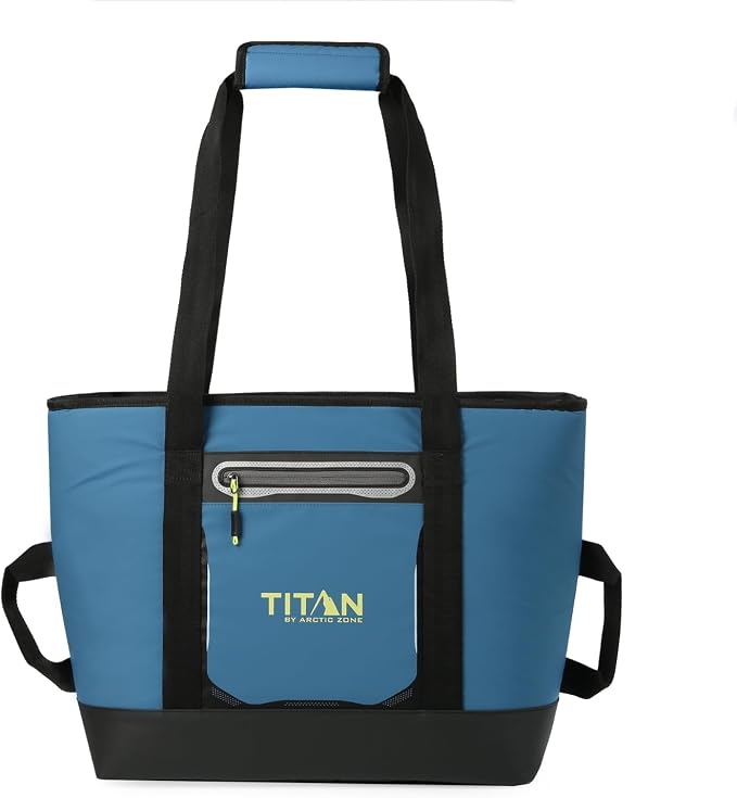 Titan by Arctic Zone Soft Sided Cooler Tote, Insulated Bag with Handle, Shoulder Strap, and Zipper for Lunch, Picnic, and Travel, 30 Can Capacity