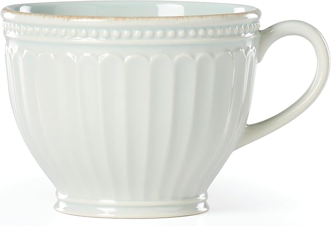 Lenox French Perle Groove Dinnerware, Stoneware, Latte Mugs Set of 2