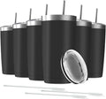 6 Pack 20 oz Stainless Steel Insulated Tumbler with Straw and Lid, Double Wall Travel Coffee Mug Vacuum Insulated Bulk Tumbler Set of 6, Suitable for Vehicle Cup Holders