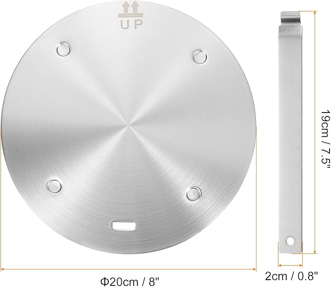 uxcell Heat Diffuser Plate for Gas Stove 8 Inch Round Heat Conduction Induction Adapter Plate with Removable Handle Cookware Protector for Cookware Heat Cooking Unfreeze, Silver Tone