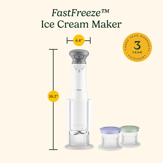 Cuisinart Ice Cream Maker – Cuisinart FastFreeze 250th Celebration Edition Ice Cream Maker, 5-in-1 Ice Cream, Milkshakes, Slushies, Sorbets and Mix-Ins, Freeze Wand, Two 0.5-Pint Mixing Cups with Lids