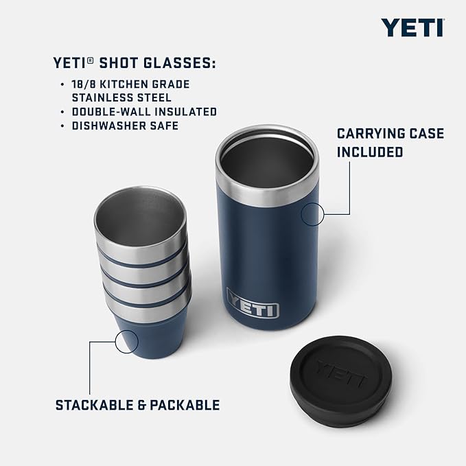 YETI Shot Glasses with Carrying Case, Set of 4