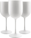 FOX & GRAPES Plastic Stemmed Wine Glasses | Unbreakable/Shatterproof, Reusable, Food Safe, Dishwasher Safe, For Birthday and Party, 16oz (White, Set of 6)