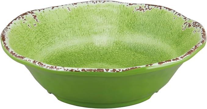 UPware 12 Piece Crackle Melamine Dinnerware Sets, Outdoor Dishes Set, Plates and Bowls Sets, Service for 4, Green