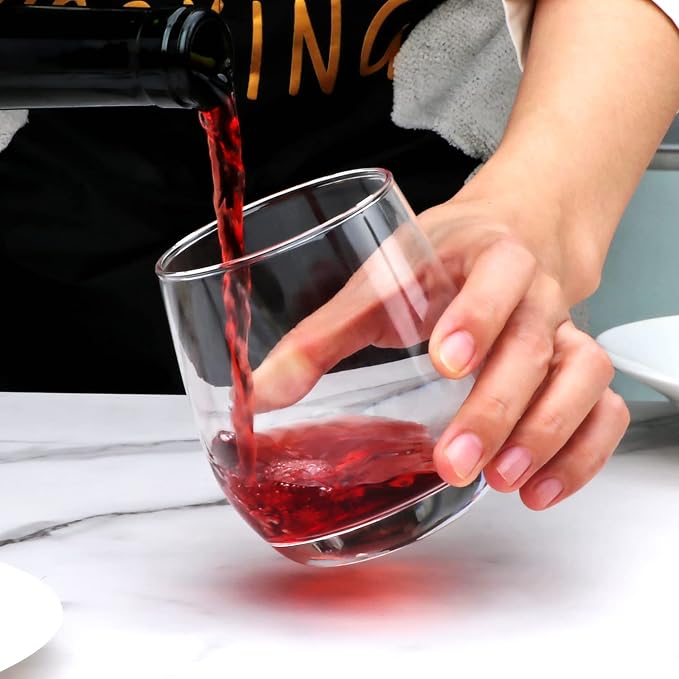 Wine Glasses,12oz Stemless Wine Glass,for Red or White Wine,High-end Banquet, Party, Bar, Wedding, Gift (24 pcs)