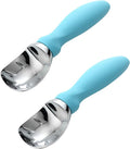 Spring Chef Heavy Duty Premium Ice Cream Scoops with Soft Grip Handle, Metal Ice Cream Scooper for Cookie Dough, Frozen Yogurt, Gelato, Sorbet, Sundae, Melon - Dishwasher Safe - 2 Pack - Aqua Sky