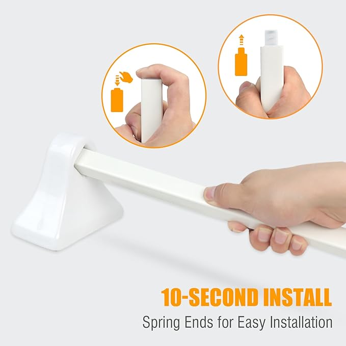 24 Inch Replacement Towel Bar for Ceramic Holder - Cut to Fit Any Size, Spring Loaded Adjustable Plastic Towel Rod for Porcelain Holders, No Demolition Installation, Rental & Vintage Bathroom Friendly
