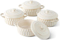 Mini Cocotte Set of 4, 14 oz Ceramic Mini Cocotte with Lids, Small Ceramic Casserole Dishes for Oven, Individual Baking Dish for Mini Sourdough, Soup, Soufflé & Pot Pie, Oven Safe