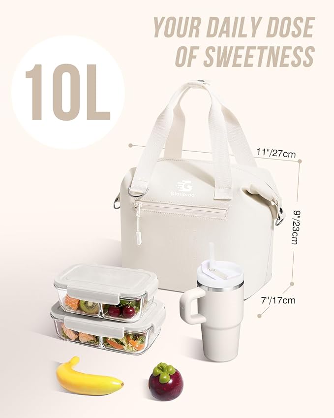 GLORIEROO Pastel Lunch Box Women | Insulated Soft Waterproof Leakproof Lunch Bag Cooler | Adjustable Strap | BPA-Free