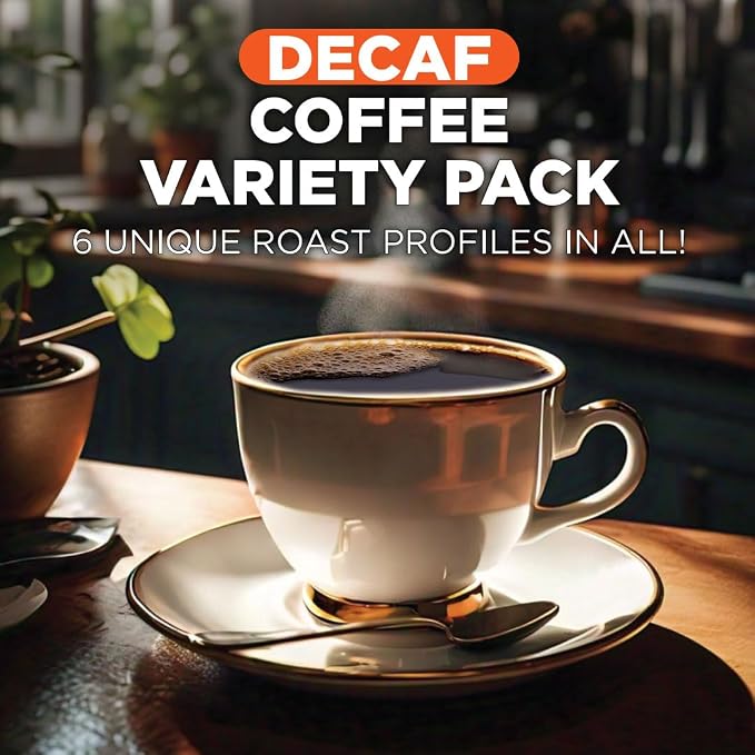 Maud's Decaf Coffee Pods Variety Pack, 54 ct, 6 Assorted Roasts & Flavors, Decaf Dark & Medium Roast Coffee in Single Serve Pods - 100% Arabica Coffee, Compatible with Keurig K Cups Maker