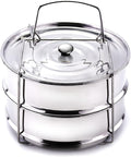 Stackable Steamer Insert Pans- Instant Pot Accessories 6 Qt-2 Silicone handle & Interchangeable Lids–Pressure Cooker Accessories- Pot in Pot for Baking,Lasagna,food steamer,Reheat Multiple Dishes