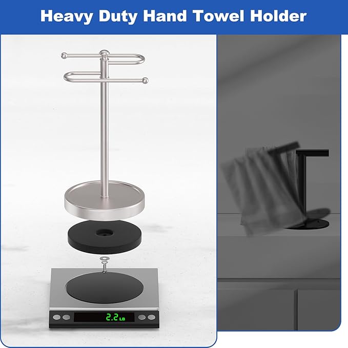 Hand Towel Holder, 304 Stainless Steel Heavy Duty S Shape Hand Towel Stand Free Standing Towel Bar for Bathroom Kitchen Countertop