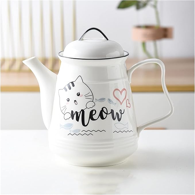 GRFIT Carafe Ceramic Cold Kettle with Handle Large Capacity Filter Teapot Teapot Home High Temperature Resistant Jug with Lid (170g) Water Pitcher (Color : A)
