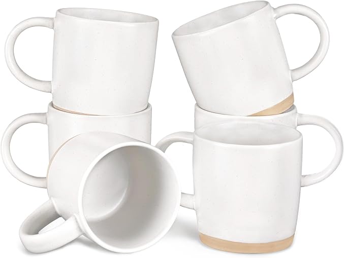 Coffee Mugs Set of 6, 14 oz Coffee Cups Ceramic, Ceramic Cup Set with Handle and Speckled Patterns for Coffee, Tea, Cocoa, Milk, Microwave & Dishwasher Safe
