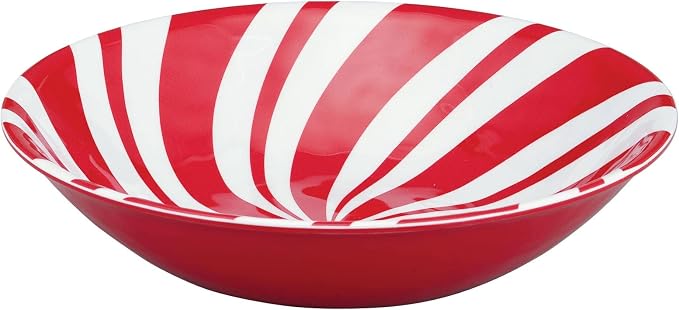 UPware 12 Piece Peppermint Melamine Dinnerware Sets, Outdoor Dishes Set, Plates and Bowls Sets, Christmas Decorations, Service for 4, Red
