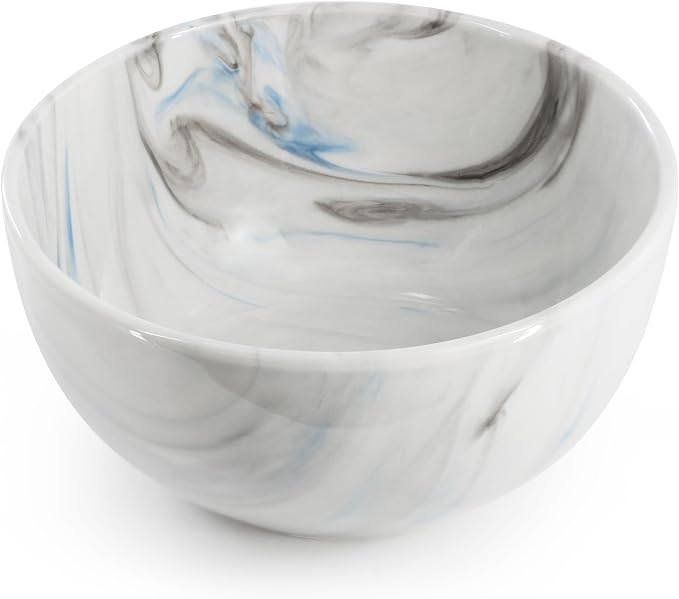 Elama Fine Marble 16 Piece Porcelain Dinnerware Set, Tableware Set, Everyday Dining, Service for 4 (Blue/Gray)