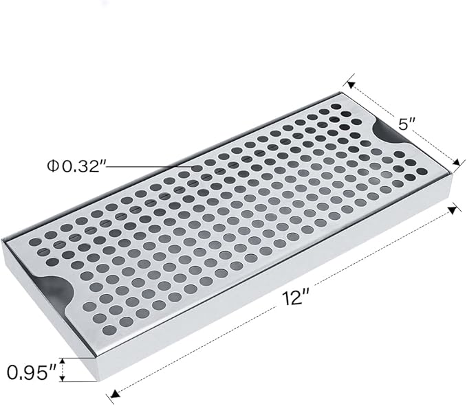 TMCRAFT Beer Drip Trays, Stainless Steel Kegerator Drip Tray with Non-Slip Rubber Pad, Highly Polished Surface Drip Tray for Restaurants, Kitchens, and Bars