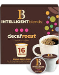 Intelligent Blends Decaf Dark Roast Coffee Pods, 16 ct, Single Serve Pods – 100% Arabica Coffee, Compatible with Keurig K Cups Maker